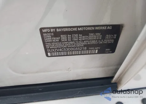 2013 BMW X5 xDrive35I/xDrive35I Premium/xDrive35I Sport Activity from USA, damaged, VIN 5UXZV4C53D0G55218